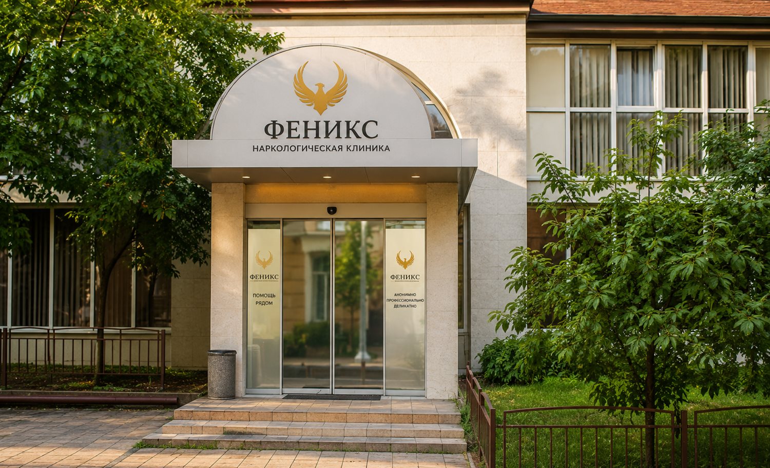 Вход в наркологическую клинику «Феникс» в Гавриловом Посаде